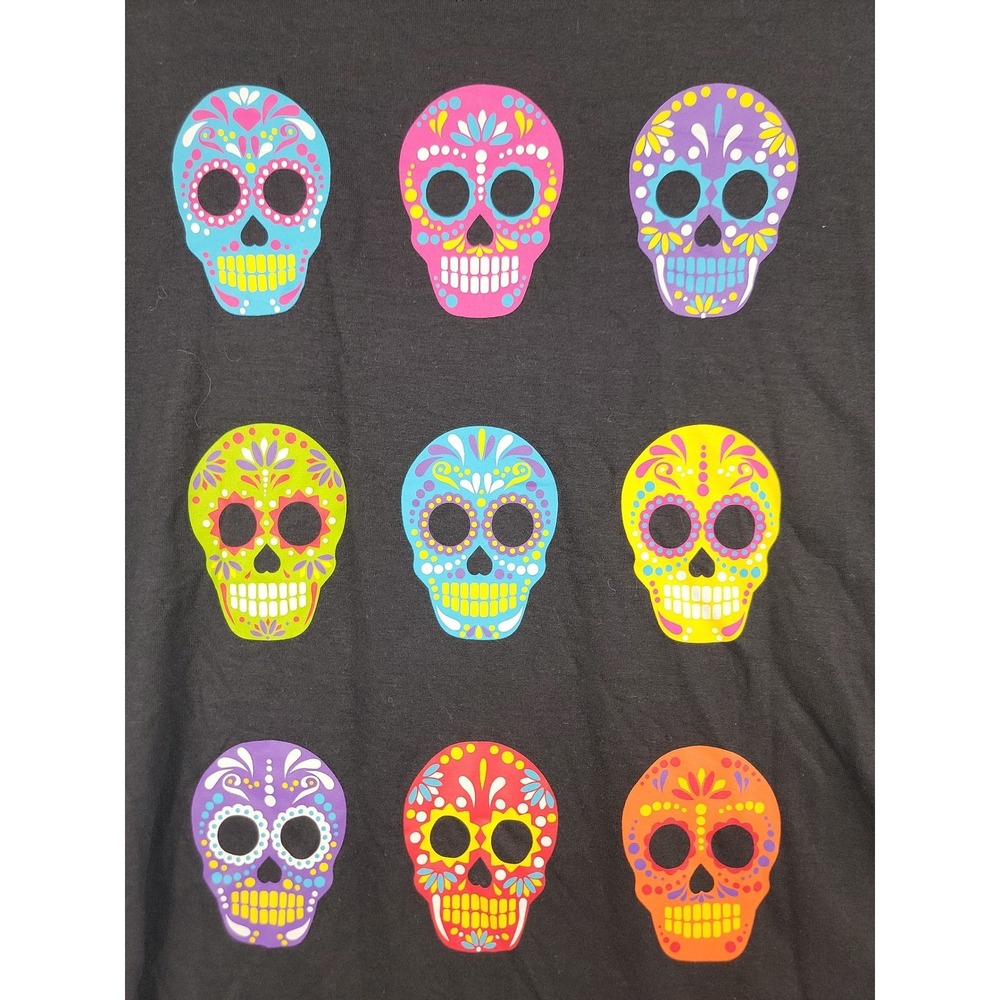 Bare Your Soul Womens Sugar Skull Graphic T-Shirt Black Short Sleeve Medium NWT